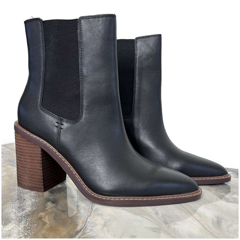 Crown Vintage Pimmy Chelsea Boots Women 11 Black Leather Block Heel NWT - Picture 3 of 7